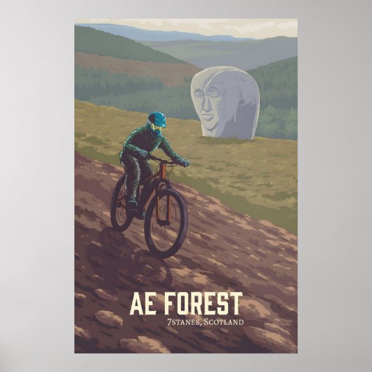 Ae Forest Mountain Biking Travel Poster (Devant)