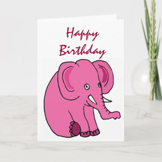 AE- Funny Elephant Birthday Kaart (Voorkant)