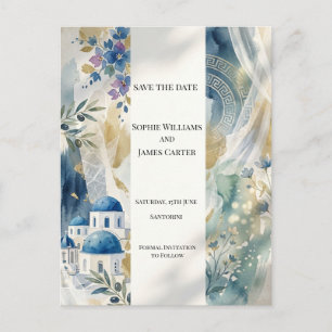 Aegean Blue Santorini Save The Date Postkaart