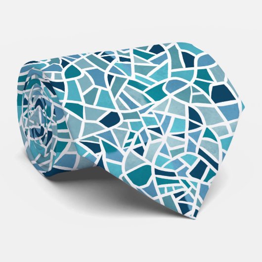 Aegean Teal Mosaic Pattern Stropdas (Opgerold)
