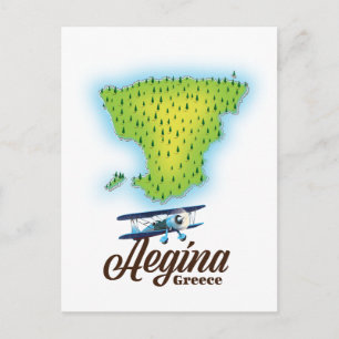 Aegina Griekenland - eilandkaart Briefkaart