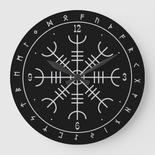 Aegishjalmr Runen Wandklokken Grote Klok (Voorkant)