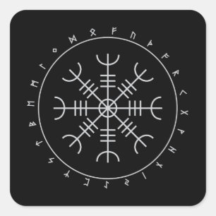 Aegishjalmr Runes Autocollants (Carré)