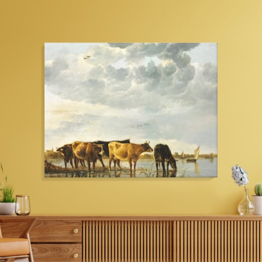 Aelbert Cuyp - Koeien in een rivier Canvas Afdruk (Insitu (Woonkamer))