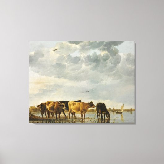 Aelbert Cuyp - Koeien in een rivier Canvas Afdruk (Voorkant)