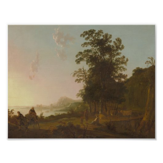 Aelbert Cuyp -Landschap met de vlucht naar Egypte Foto Afdruk (Voorkant)