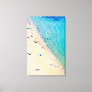 Aerial Beach Photo, Turquoise Vertical Canvas Afdruk