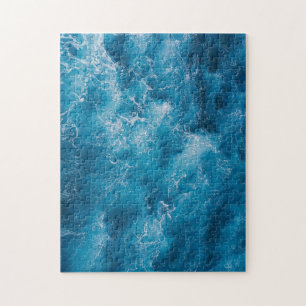 Aerial Blue Ocean Waves Crashing Legpuzzel