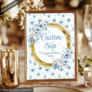 Aerial Boho Light Blue Gold Wedding Custom 8x10 Poster