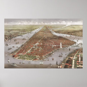 Aerial City Uitzicht Manhattan, New York, Verenigd Poster