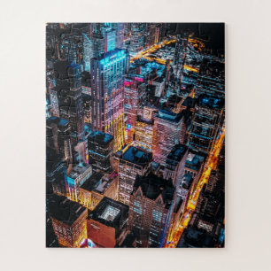 Aerial Cityscape at Night Legpuzzel