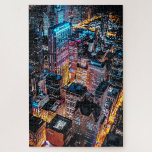 Aerial Cityscape Uitzicht at Night Legpuzzel