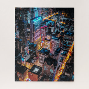 Aerial Cityscape Uitzicht at Night Legpuzzel