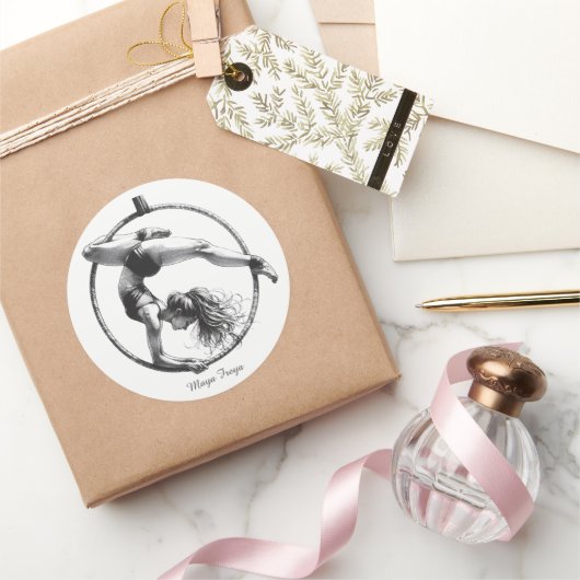 Aerial Hoop Lyra Naam Ronde Sticker (Geschenken)