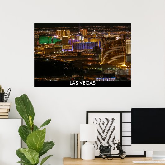 Aerial Las Vegas Strip at Night - High Altitude Poster (Thuiskantoor)