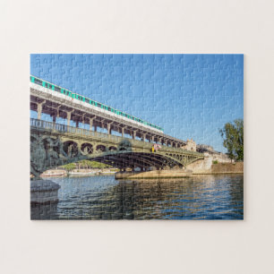 Aerial Metro crossover Bir Hakeim bridge - Parijs Legpuzzel