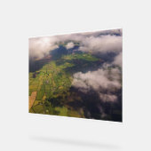 Aerial Patchwork of Irish Farmland and Clouds (Angle)
