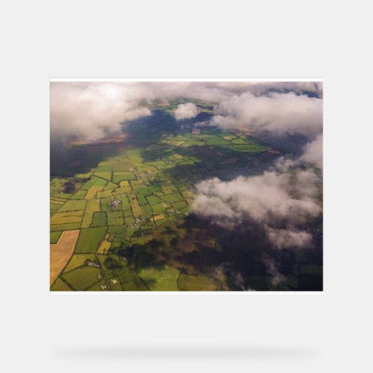 Aerial Patchwork of Irish Farmland and Clouds Acryl Bord (Voorkant)