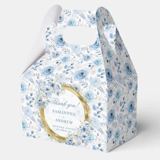 Aerial Romantische Boheemse Pastel Blauw Goud Huwe Bedankdoosjes