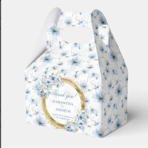 Aerial Stijlvolle Waterverf Dusty Blue Gold Weddin Bedankdoosjes