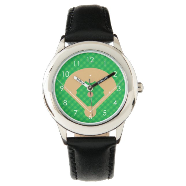 Aerial Uitzicht Baseball Diamond Illustratie Horloge (Voorkant)