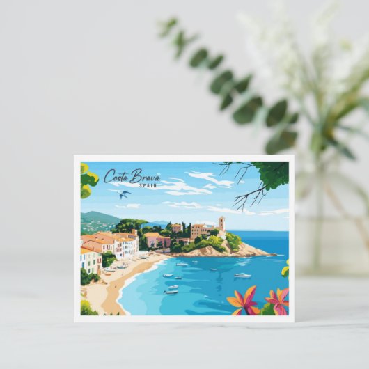 Aerial Uitzicht Costa Brava Spanje Reizen Briefkaart (Staand voorkant)