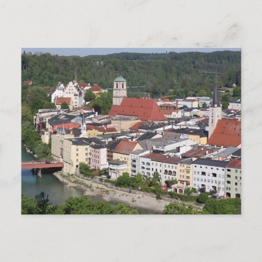 Aerial View of Historic Wasserburg am Inn Briefkaart (Voorkant)
