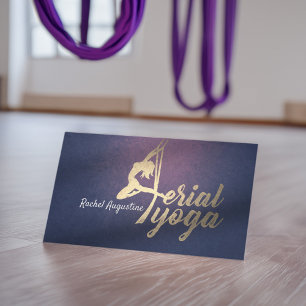 Aerial Yoga Instructor Pilates Fitness Paars Gold Visitekaartje