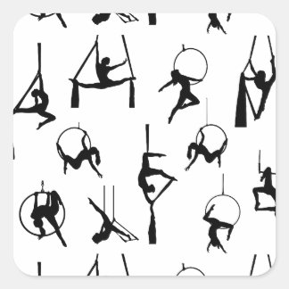 Aerialist Aerial Silks Lyra silhouetten Vierkante Sticker