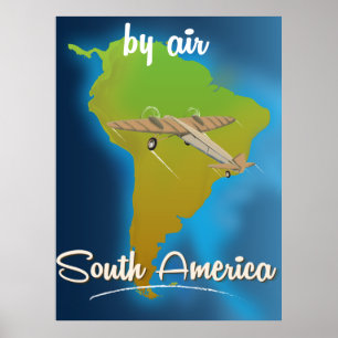 Aérien vers l'Amérique du Sud Affiche de voyage
