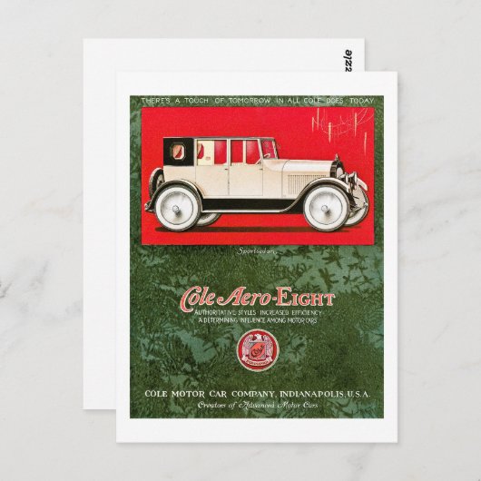 Aero-Acht Vintage-auto Briefkaart (Voorkant / Achterkant)