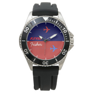 Aero stijl stijlvolle mannen horloge met zijn naam