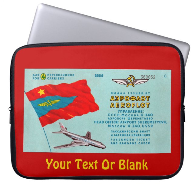 Aeroflot Passenger Ticket Laptop Sleeve (Voorkant)