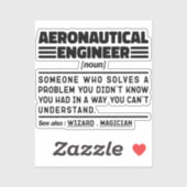 Aeronautical Engineer Noun Definition Funny Worker Sticker (Vel)