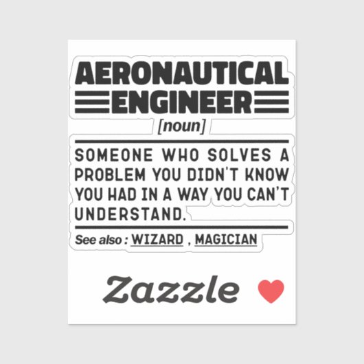 Aeronautical Engineer Noun Definition Funny Worker Sticker (Vel)