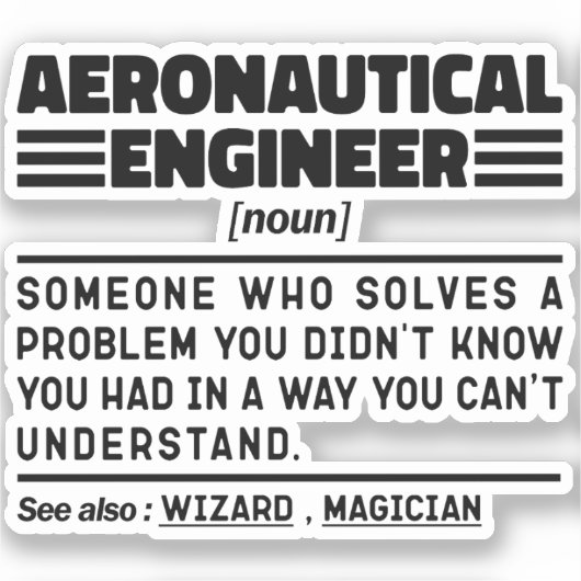 Aeronautical Engineer Noun Definition Funny Worker Sticker (Voorkant)