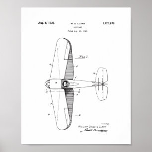 Aéronef vintage Brevet Mur Art, Plan Poster
