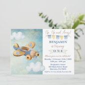 Aéronef Vintage Up & Away Anniversaire Invitation (Debout devant)