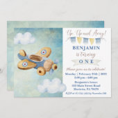 Aéronef Vintage Up & Away Anniversaire Invitation (Devant / Derrière)