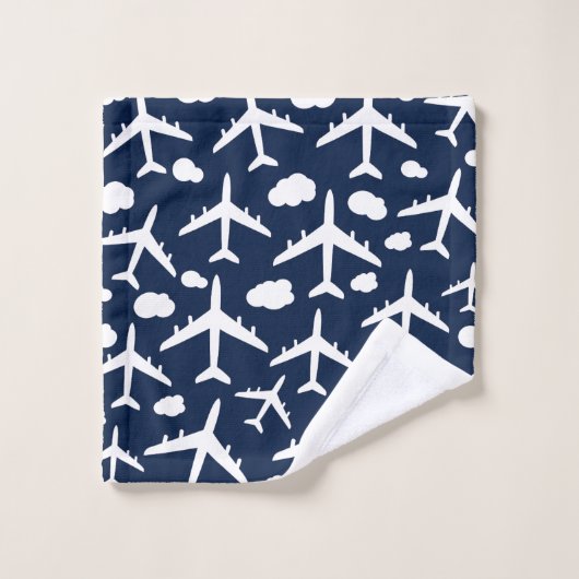 Aéronefs à vol noir conception motif d'avion (Gant de toilette)