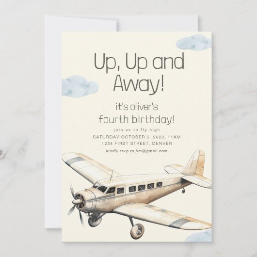 Aéronefs en montée et en vol Invitation d'annivers (Devant)