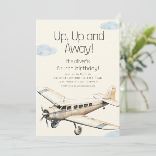 Aéronefs en montée et en vol Invitation d'annivers (Debout devant)