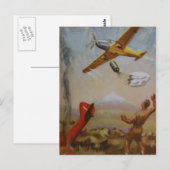 Aéronefs vintages avec carte postale Parachute (Devant / Derrière)