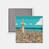 Aéroport côtier Tel Aviv Cityscape, Israël Magnet (Recto/Verso)