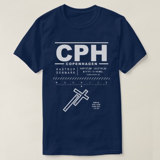 Aéroport de Copenhague, Kastrup CPH T-Shirt (Design devant)