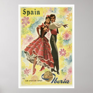 Aéroport Iberia d'Espagne Posters Vintage voyage