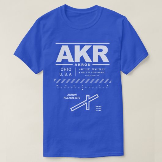 Aéroport international Akron Fulton AKR T-Shirt (Design devant)