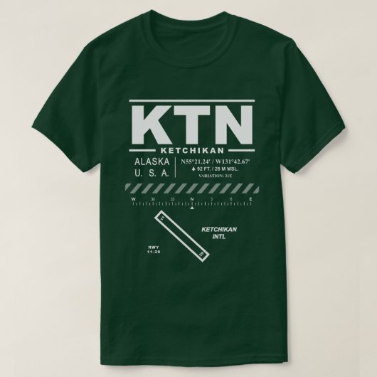 Aéroport international de Ketchikan T-Shirt KTN (Design devant)