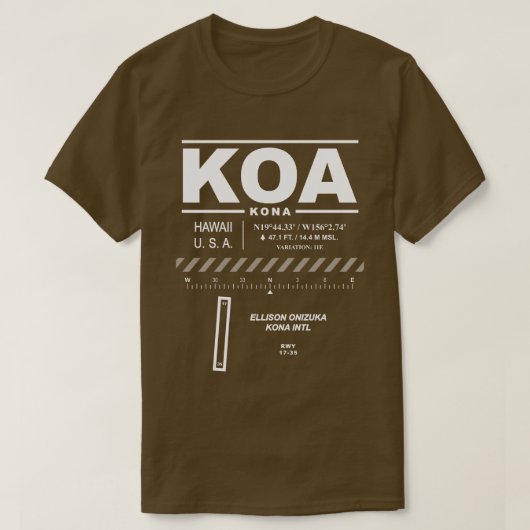 Aéroport international de Kona KOA T-Shirt (Design devant)