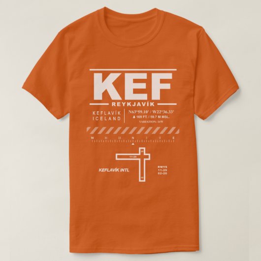 Aéroport international Keflavík KEF T-Shirt (Design devant)